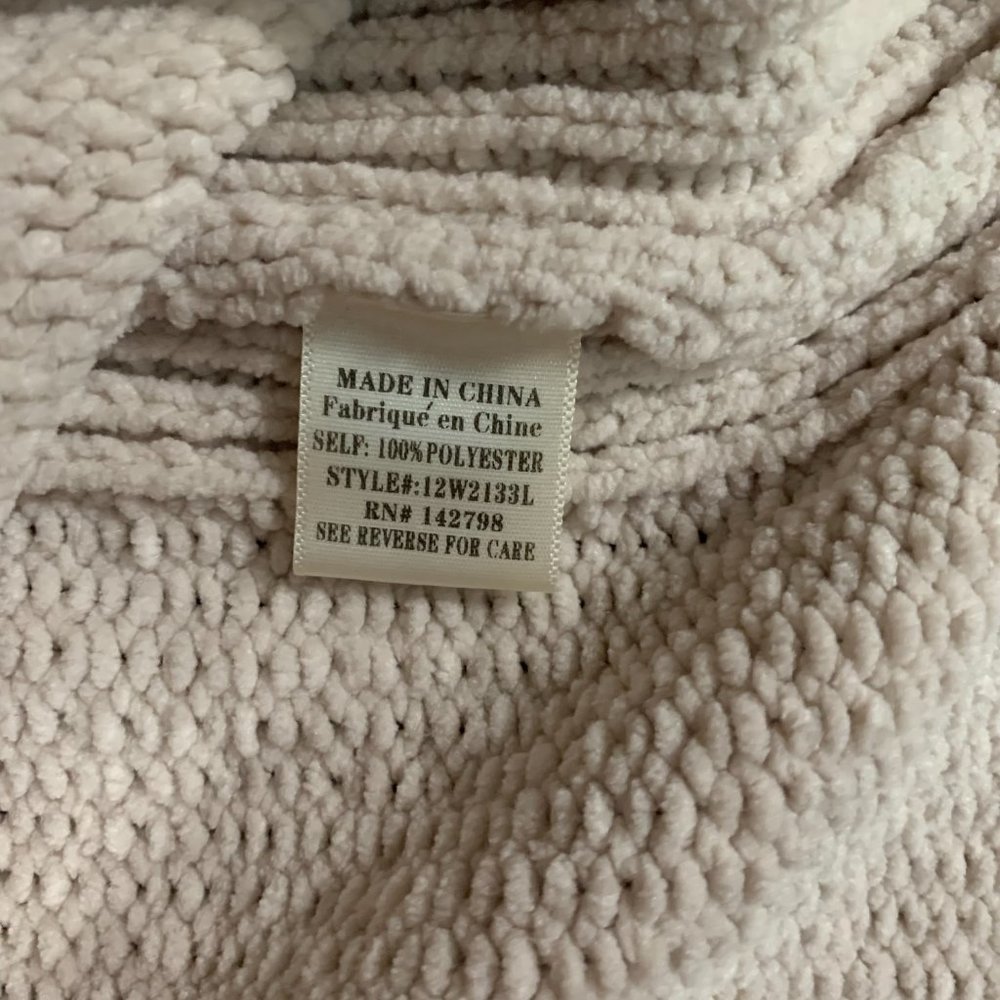 Love Riche Large Cropped Women's Cream Knit Balloon Sleeve Crew Neck Sweater EUC - Picture 5 of 14